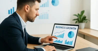 Entrepreneur reviewing digital analytics dashboard for online business growth in 2026