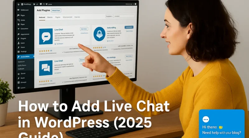 Blogger adding live chat to a WordPress website in 2025 dashboard view, created by Annabelle J.